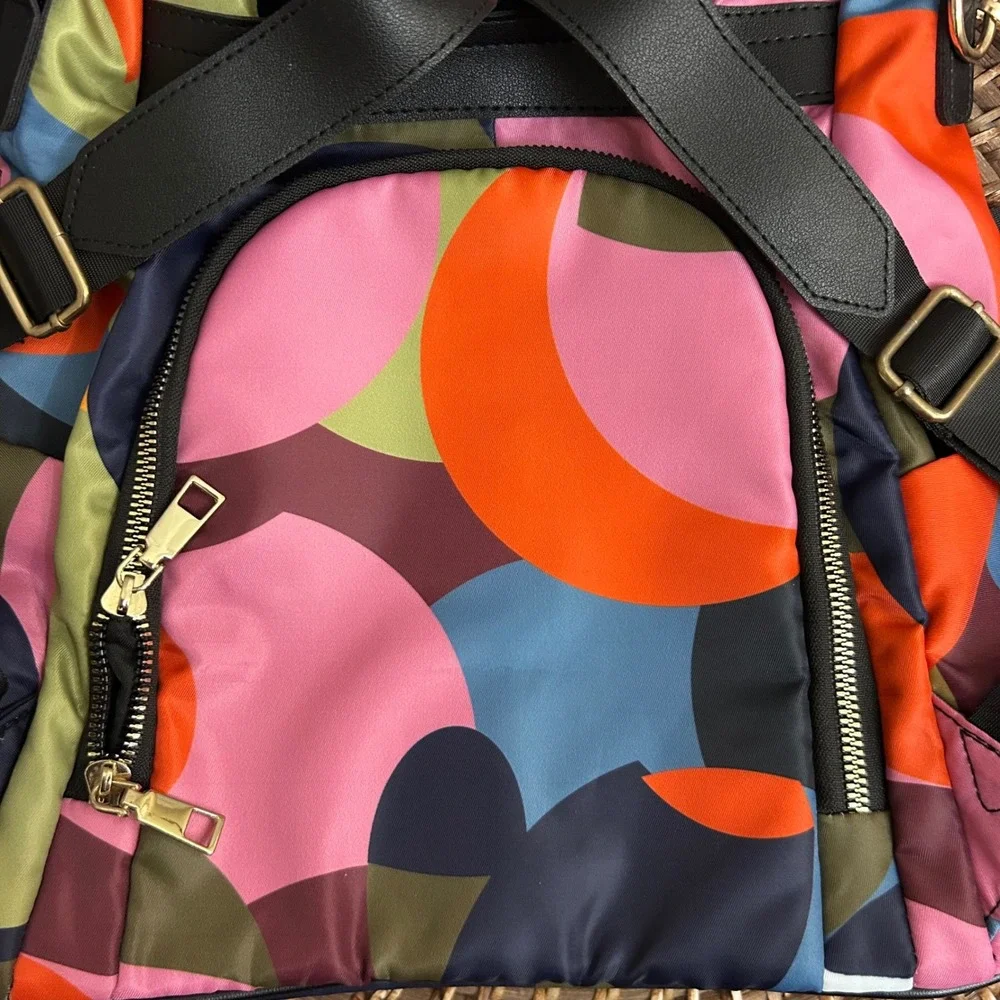 Leviro Womens Convertible Anti Theft Backpack PurseColorful Geometric Print NWOT